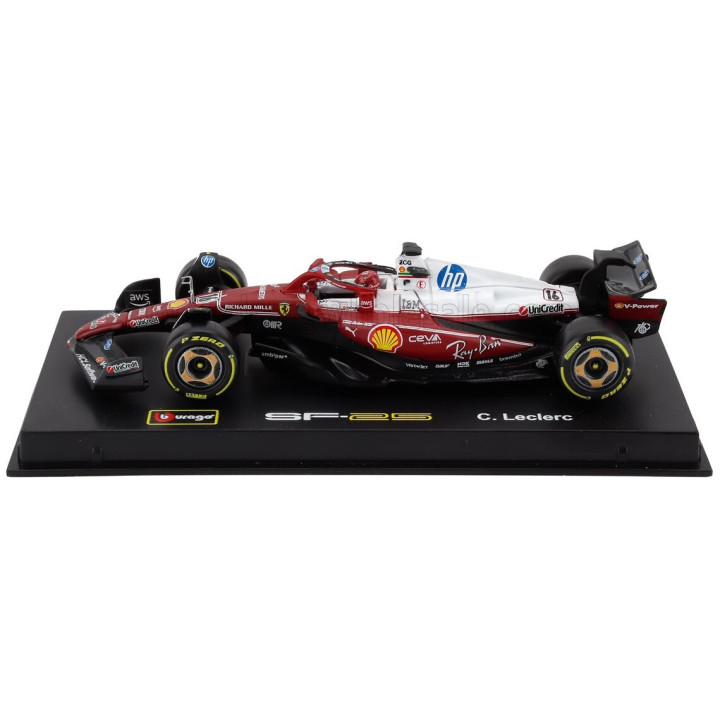 BURAGO FERRARI F1 SF-25 TEAM SCUDERIA FERRARI HP N 16 MONZA ITALY GP 2025 CHARLES LECLERC - NIKI LAUDA 50th ANNIVERSARY WORLD