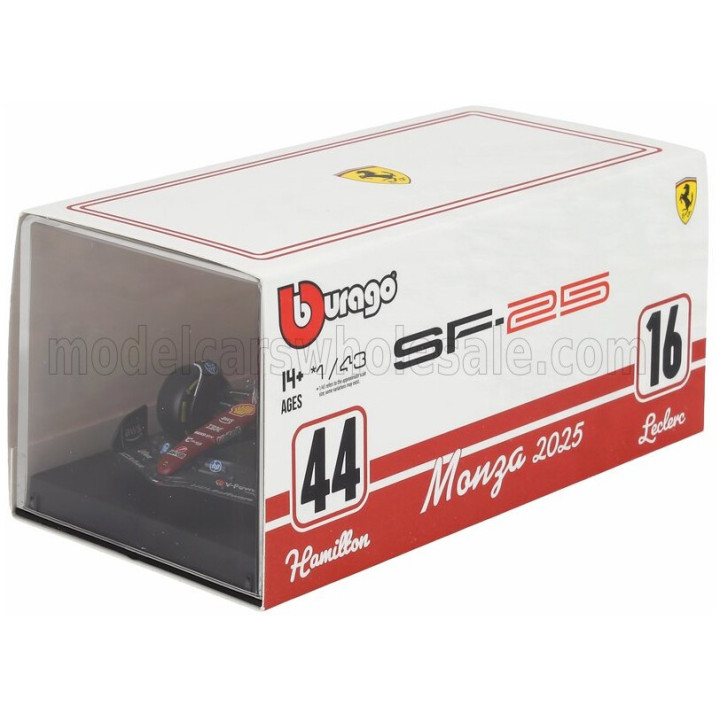 BURAGO FERRARI F1 SF-25 TEAM SCUDERIA FERRARI HP N 16 MONZA ITALY GP 2025 CHARLES LECLERC - NIKI LAUDA 50th ANNIVERSARY WORLD