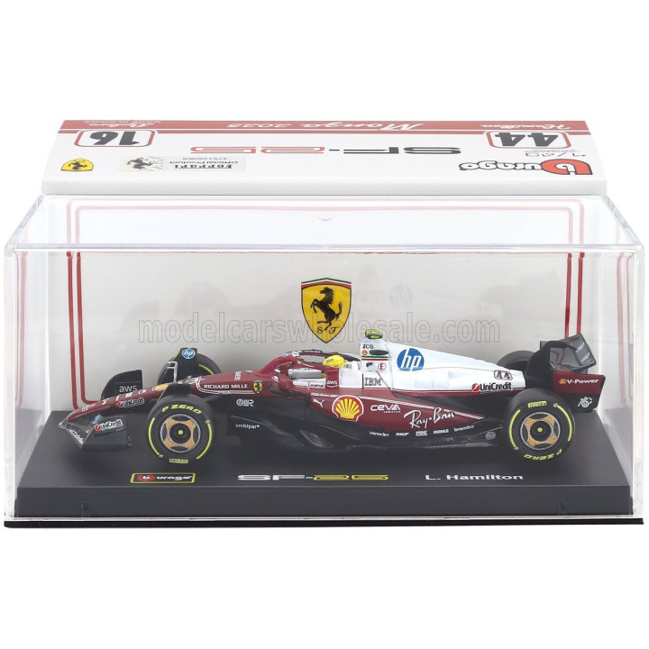 BURAGO FERRARI F1 SF-25 TEAM SCUDERIA FERRARI HP N 44 MONZA ITALY GP 2025 LEWIS HAMILTON - NIKI LAUDA 50th ANNIVERSARY WORLD