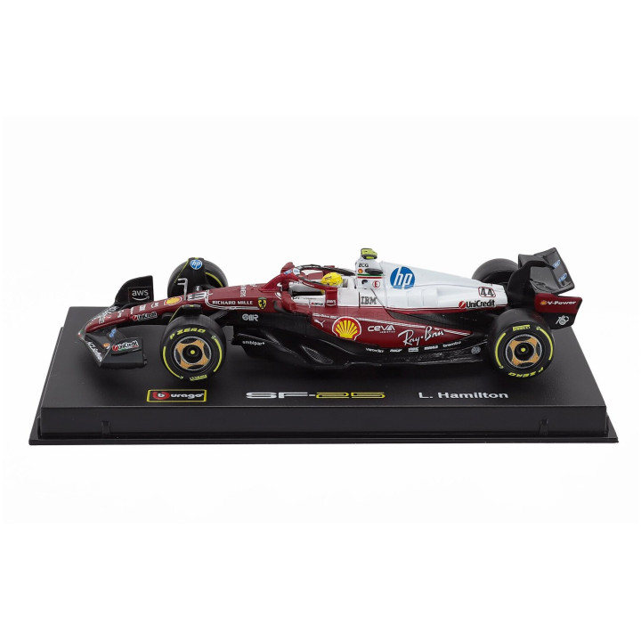 BURAGO FERRARI F1 SF-25 TEAM SCUDERIA FERRARI HP N 44 MONZA ITALY GP 2025 LEWIS HAMILTON - NIKI LAUDA 50th ANNIVERSARY WORLD