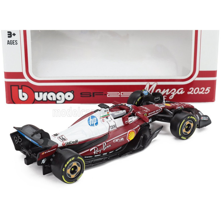 BURAGO FERRARI F1 SF-25 TEAM SCUDERIA FERRARI HP N 16 MONZA ITALY GP 2025 CHARLES LECLERC - NIKI LAUDA 50th ANNIVERSARY WORLD