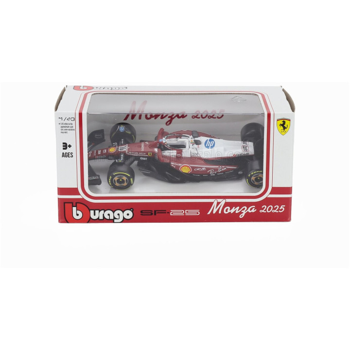 BURAGO FERRARI F1 SF-25 TEAM SCUDERIA FERRARI HP N 16 MONZA ITALY GP 2025 CHARLES LECLERC - NIKI LAUDA 50th ANNIVERSARY WORLD