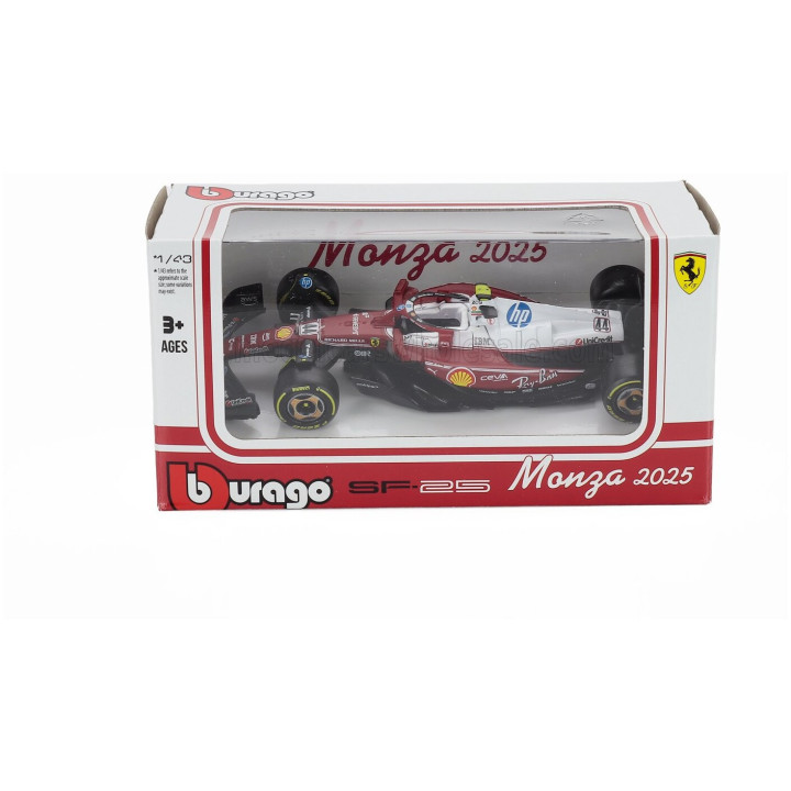 BURAGO FERRARI F1 SF-25 TEAM SCUDERIA FERRARI HP N 44 MONZA ITALY GP 2025 LEWIS HAMILTON - NIKI LAUDA 50th ANNIVERSARY WORLD