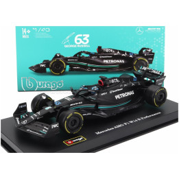 BURAGO MERCEDES GP F1 W14 TEAM MERCEDES-AMG PETRONAS FORMULA ONE N 63 SEASON 2023 GEORGE RUSSELL - CON PILOTA E VETRINA - WITH
