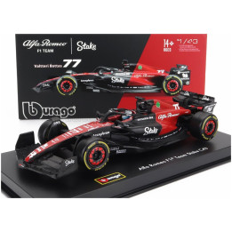 BURAGO ALFA ROMEO F1 C43 TEAM STAKE N 77 SEASON 2023 VALTTERI BOTTAS - CON PILOTA E VETRINA - WITH PILOT AND SHOWCASE