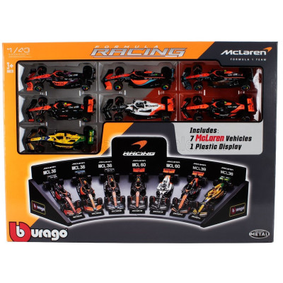 BURAGO McLAREN SET F1 7X F1 MCL36 TEAM MCLAREN N 4 2022 + 2X N 3 DANIEL RICCIARDO - MCL60 N 4 2023 LANDO NORRIS + N 81 OSCAR