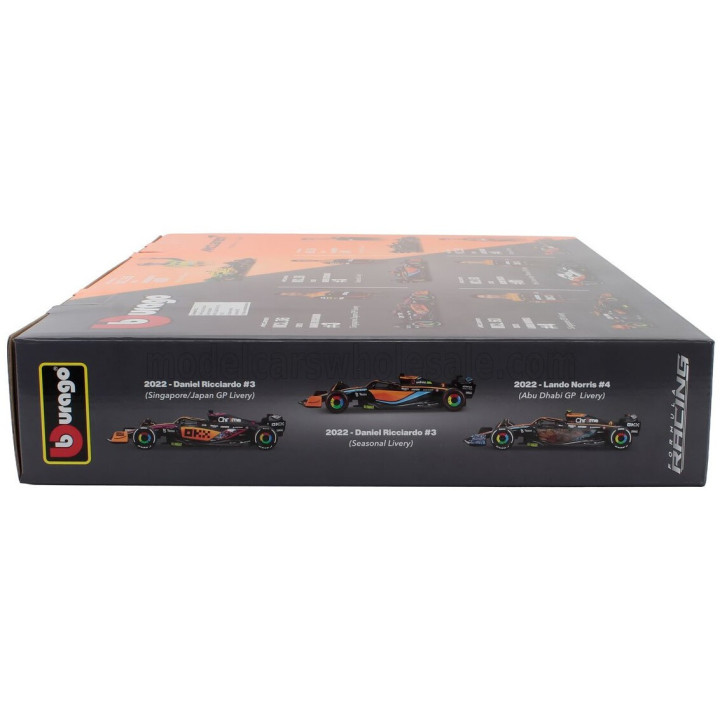 BURAGO McLAREN SET F1 7X F1 MCL36 TEAM MCLAREN N 4 2022 + 2X N 3 DANIEL RICCIARDO - MCL60 N 4 2023 LANDO NORRIS + N 81 OSCAR