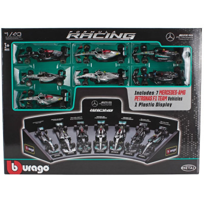 BURAGO MERCEDES GP SET F1 7X W05 N 6 2014 NICO ROSBERG - W07 N 44 WORLD CHAMPION 2016 LEWIS HAMILTON - W10 N 77 2019 VALTTERI