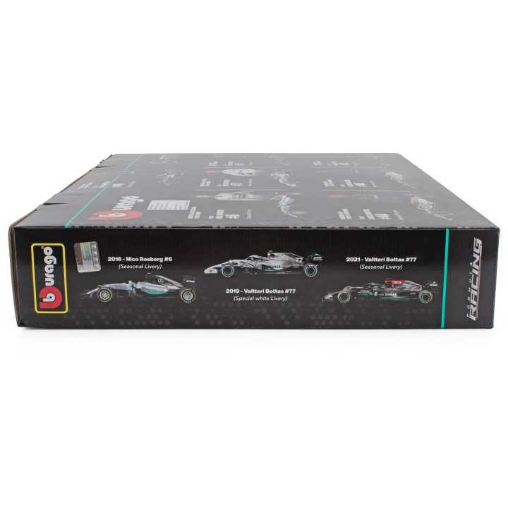 BURAGO MERCEDES GP SET F1 7X W05 N 6 2014 NICO ROSBERG - W07 N 44 WORLD CHAMPION 2016 LEWIS HAMILTON - W10 N 77 2019 VALTTERI