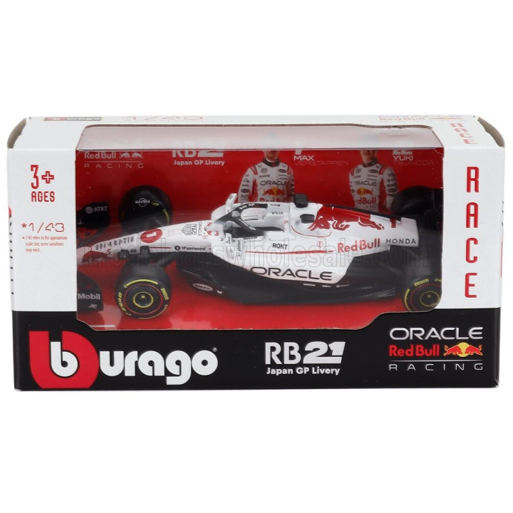BURAGO RED BULL F1 RB21 TEAM ORACLE RED BULL RACING N 1 WINNER JAPAN GP 2025 MAX VERSTAPPEN - WHITE RED 1/43