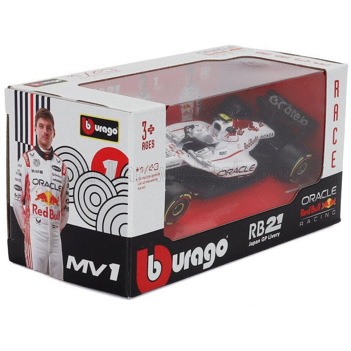 BURAGO RED BULL F1 RB21 TEAM ORACLE RED BULL RACING N 1 WINNER JAPAN GP 2025 MAX VERSTAPPEN - WHITE RED 1/43