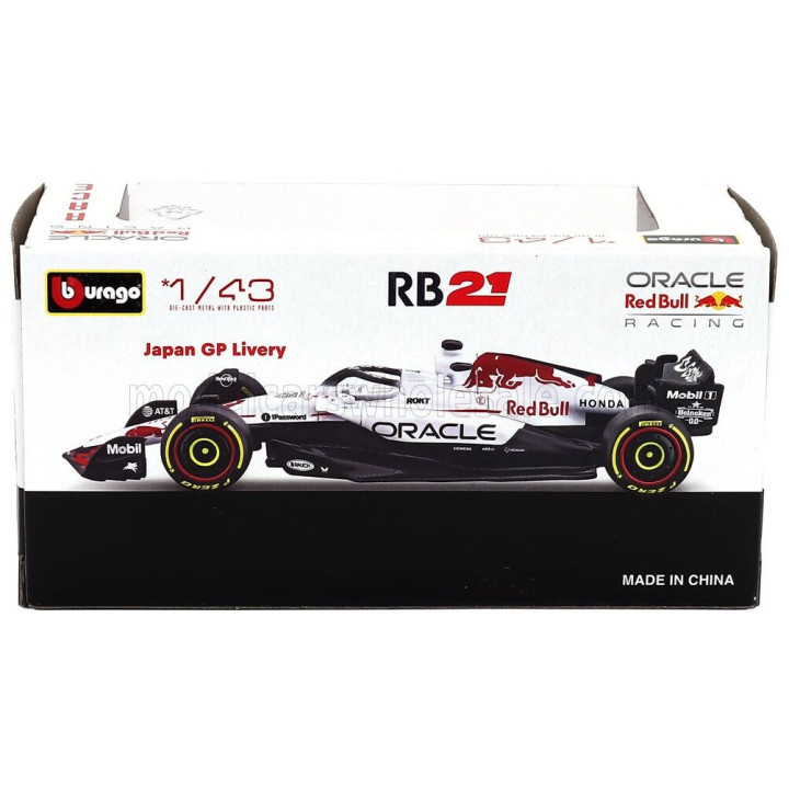 BURAGO RED BULL F1 RB21 TEAM ORACLE RED BULL RACING N 1 WINNER JAPAN GP 2025 MAX VERSTAPPEN - WHITE RED 1/43