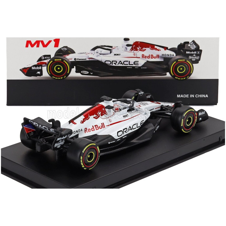 BURAGO RED BULL F1 RB21 TEAM ORACLE RED BULL RACING N 1 WINNER JAPAN GP 2025 MAX VERSTAPPEN - WITH PILOT AND SHOWCASE - WHITE
