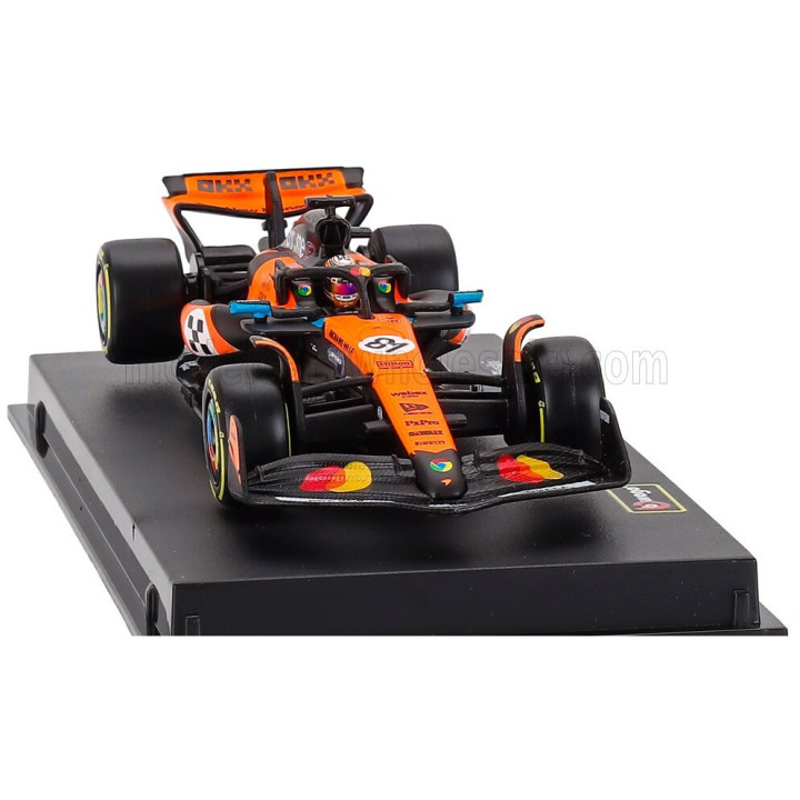 BURAGO McLAREN F1 MCL39 TEAM MCLAREN N 81 3rd MONACO GP 2025 OSCAR PIASTRI - WITH PILOT AND SHOWCASE - ORANGE BLACK 1/43