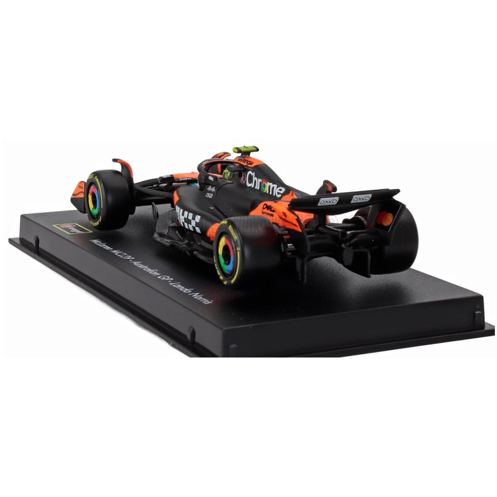 BURAGO McLAREN F1 MCL39 TEAM MCLAREN N 4 WORLD CHAMPION SEASON 2025 LANDO NORRIS - WITH PILOT AND SHOWCASE - ORANGE BLACK 1/43