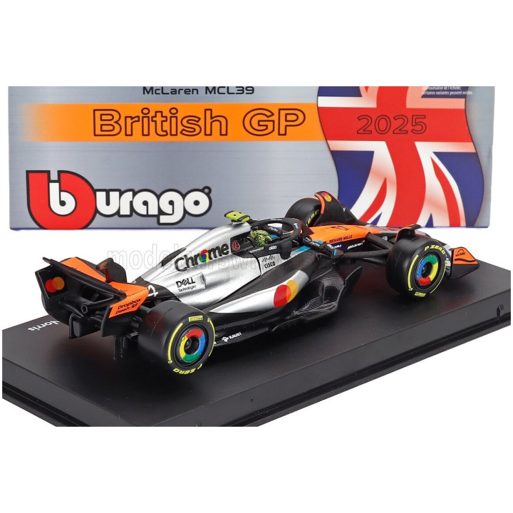 BURAGO McLAREN F1 MCL39 TEAM MCLAREN N 4 WORLD CHAMPION WINNER SILVERSTONE BRITISH GP 2025 LANDO NORRIS - WITH PILOT AND