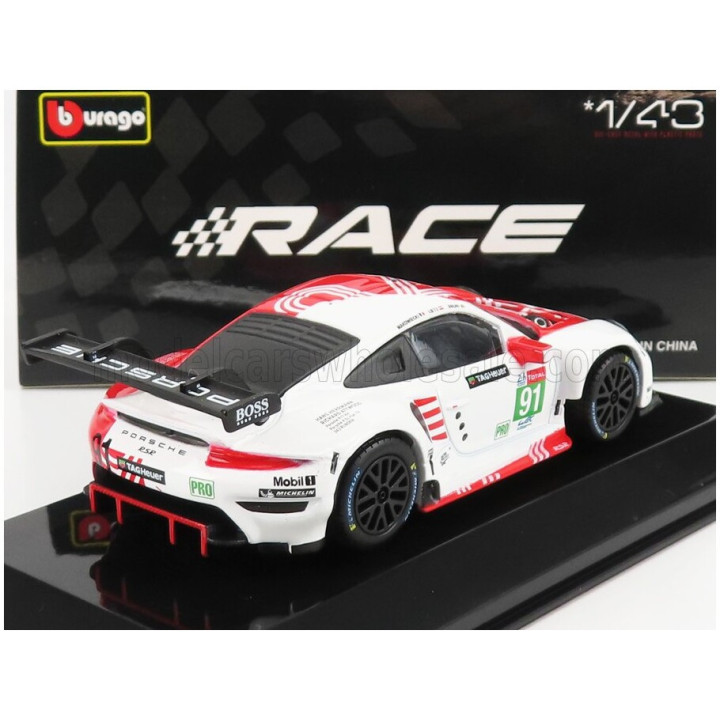 BURAGO PORSCHE 911 991-2 RSR TEAM PORSCHE GT N 91 24h LE MANS 2020 R.LIETZ - G.BRUNI - F.MAKOWIECKI - RED WHITE 1/43