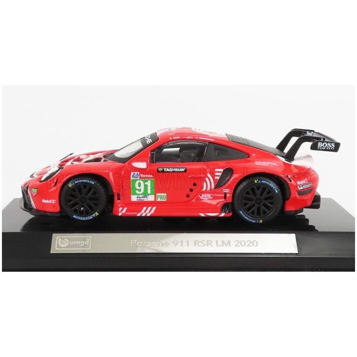 BURAGO PORSCHE 911 991-2 RSR TEAM PORSCHE GT N 91 24h LE MANS 2020 R.LIETZ - G.BRUNI - F.MAKOWIECKI - RED WHITE 1/43