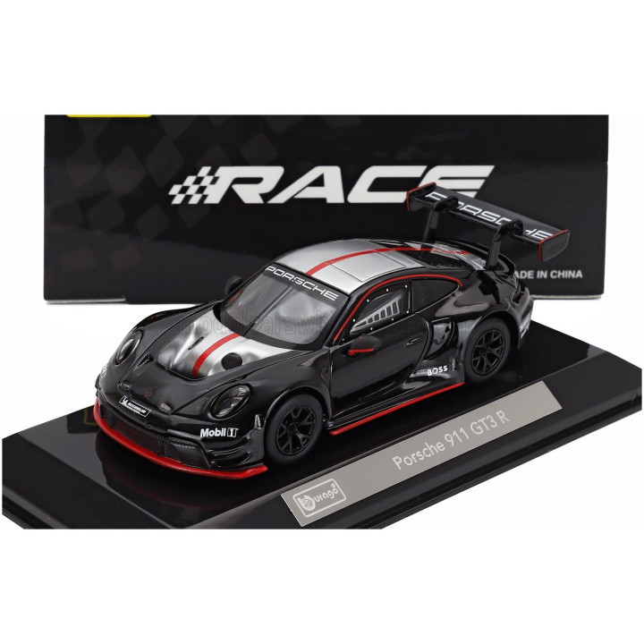 BURAGO PORSCHE 911 992 GT3 R N 0 RACING BASE COUPE 2023 - CON VETRINA - WITH SHOWCASE - BLACK 1/43