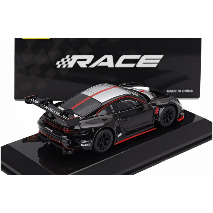BURAGO PORSCHE 911 992 GT3 R N 0 RACING BASE COUPE 2023 - CON VETRINA - WITH SHOWCASE - BLACK 1/43
