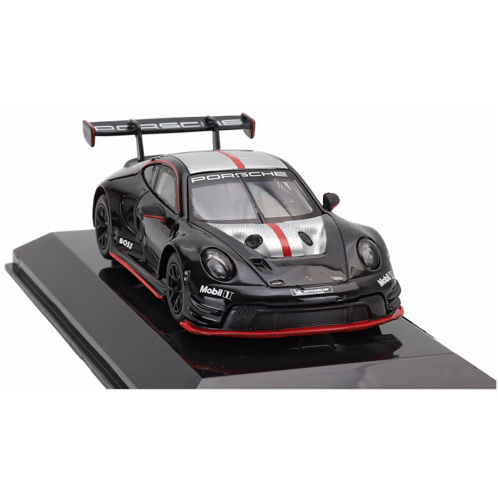 BURAGO PORSCHE 911 992 GT3 R N 0 RACING BASE COUPE 2023 - CON VETRINA - WITH SHOWCASE - BLACK 1/43