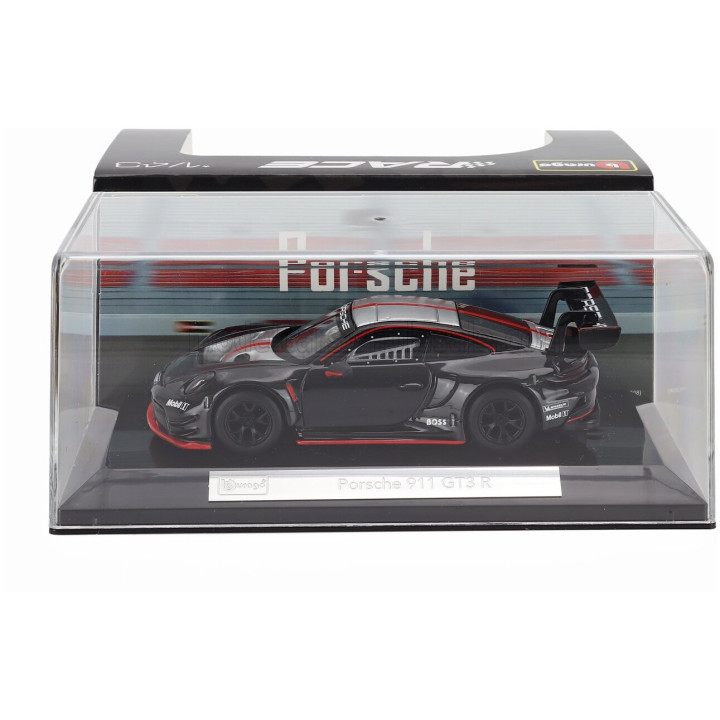 BURAGO PORSCHE 911 992 GT3 R N 0 RACING BASE COUPE 2023 - CON VETRINA - WITH SHOWCASE - BLACK 1/43