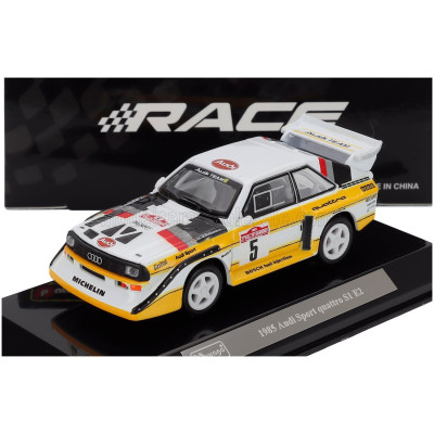 BURAGO AUDI QUATTRO SPORT E2 S1 N 5 WINNER RALLY SANREMO 1985 WALTER ROHRL - CHRISTIAN GEISTDORFER - WHITE YELLOW 1/43