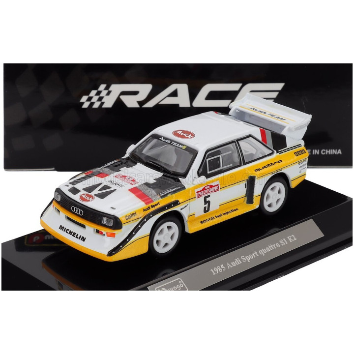 BURAGO AUDI QUATTRO SPORT E2 S1 N 5 WINNER RALLY SANREMO 1985 WALTER ROHRL - CHRISTIAN GEISTDORFER - WHITE YELLOW 1/43