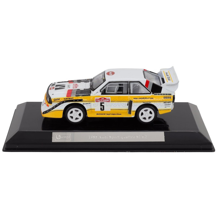 BURAGO AUDI QUATTRO SPORT E2 S1 N 5 WINNER RALLY SANREMO 1985 WALTER ROHRL - CHRISTIAN GEISTDORFER - WHITE YELLOW 1/43