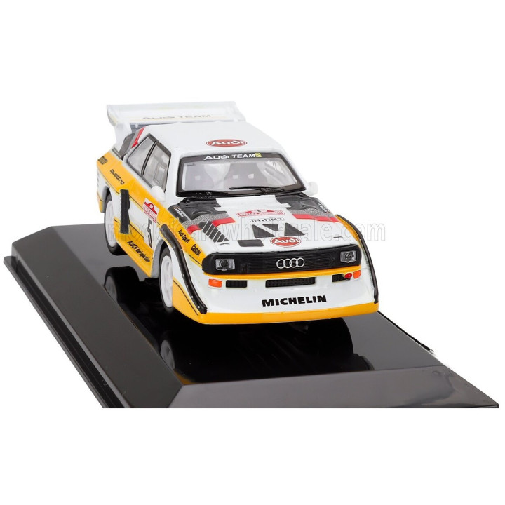 BURAGO AUDI QUATTRO SPORT E2 S1 N 5 WINNER RALLY SANREMO 1985 WALTER ROHRL - CHRISTIAN GEISTDORFER - WHITE YELLOW 1/43