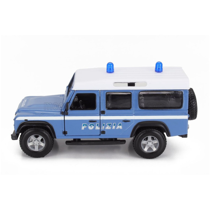 BURAGO LAND ROVER DEFENDER 110 STATION WAGON POLIZIA 1995 - LIGHT BLUE WHITE 1/32