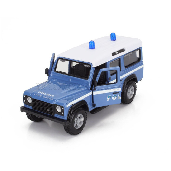 BURAGO LAND ROVER DEFENDER 110 STATION WAGON POLIZIA 1995 - LIGHT BLUE WHITE 1/32