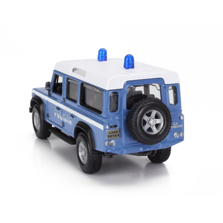 BURAGO LAND ROVER DEFENDER 110 STATION WAGON POLIZIA 1995 - LIGHT BLUE WHITE 1/32