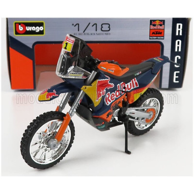 BURAGO KTM 450 RED BULL N 1 RALLY DAKAR 2019 TOBY PRICE - BLUE ORANGE BLACK 1/18