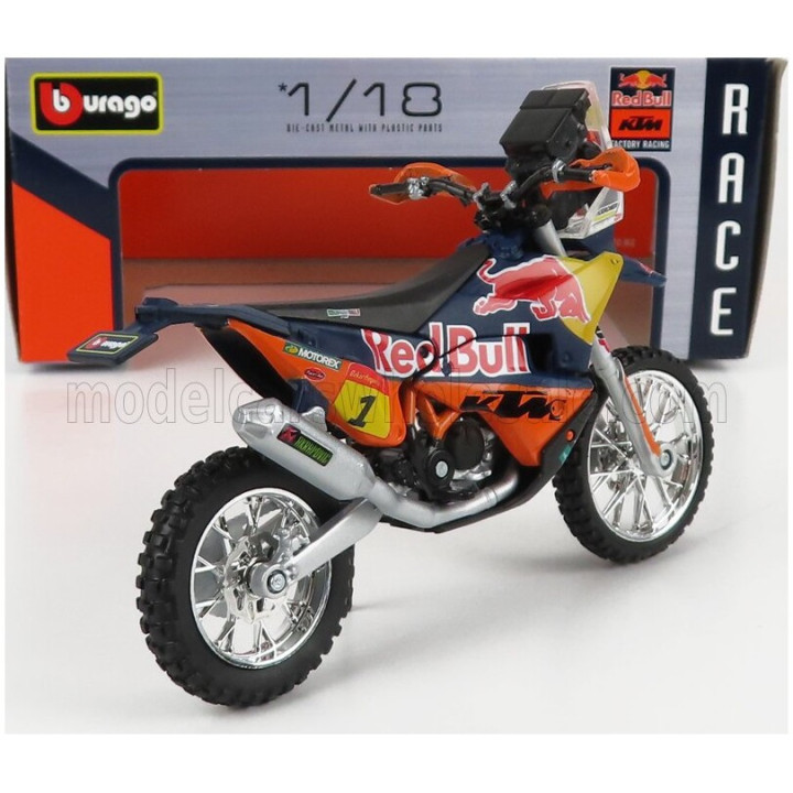 BURAGO KTM 450 RED BULL N 1 RALLY DAKAR 2019 TOBY PRICE - BLUE ORANGE BLACK 1/18