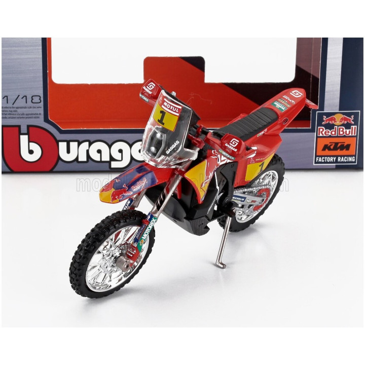 BURAGO KTM RX450F TEAM RED BULL GASGAS RACING N 1 RALLY DAKAR 2023 SAM SUNDERLAND - RED YELLOW 1/18