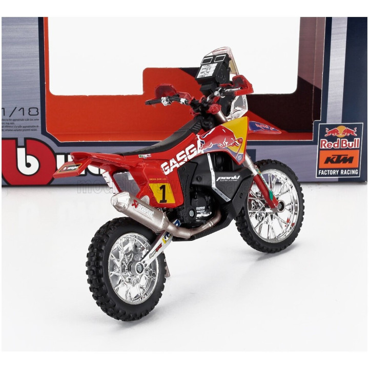 BURAGO KTM RX450F TEAM RED BULL GASGAS RACING N 1 RALLY DAKAR 2023 SAM SUNDERLAND - RED YELLOW 1/18