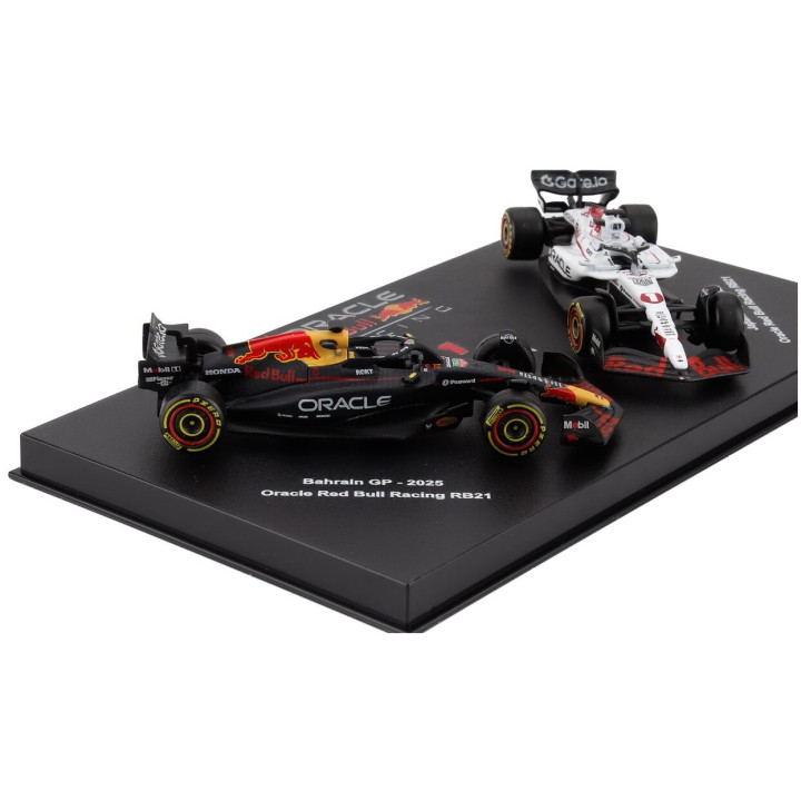 BURAGO RED BULL SET F1 2X RB21 TEAM ORACLE RED BULL RACING N 1 SEASON 2025 MAX VERSTAPPEN + WINNER JAPAN GP 2025 - CON VETRINA