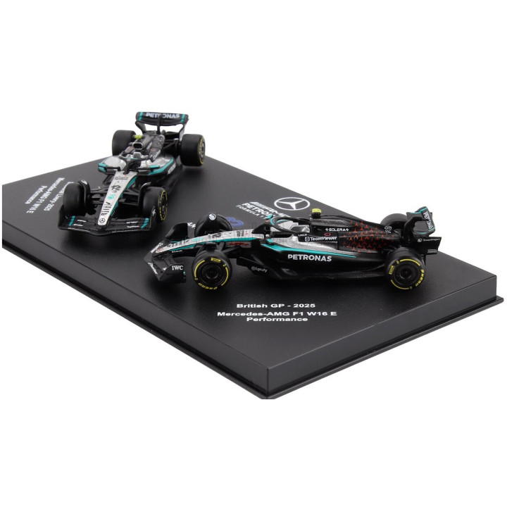 BURAGO MERCEDES GP SET F1 2X W16 TEAM AMG PETRONAS MOTORSPORT N 12 SEASON 2025 ANDREA KIMI ANTONELLI + BRITISH GP 2025 - CON