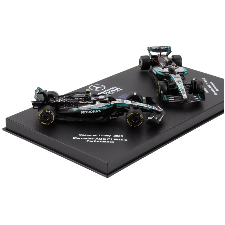 BURAGO MERCEDES GP SET F1 2X W16 TEAM AMG PETRONAS MOTORSPORT N 12 SEASON 2025 ANDREA KIMI ANTONELLI + BRITISH GP 2025 - CON