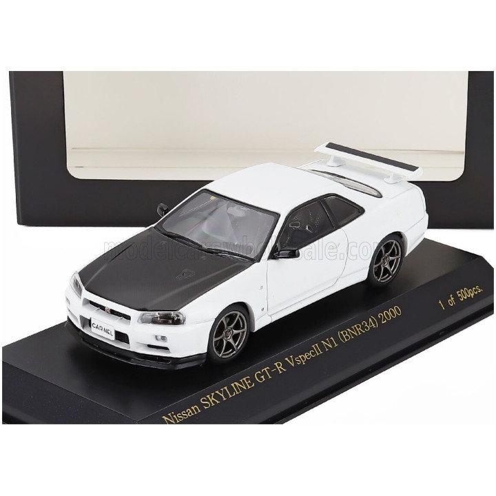 CAR NEL NISSAN SKYLINE GT-R (BNR34) V-SPEC N1 COUPE 2000 - WHITE BLACK 1/43