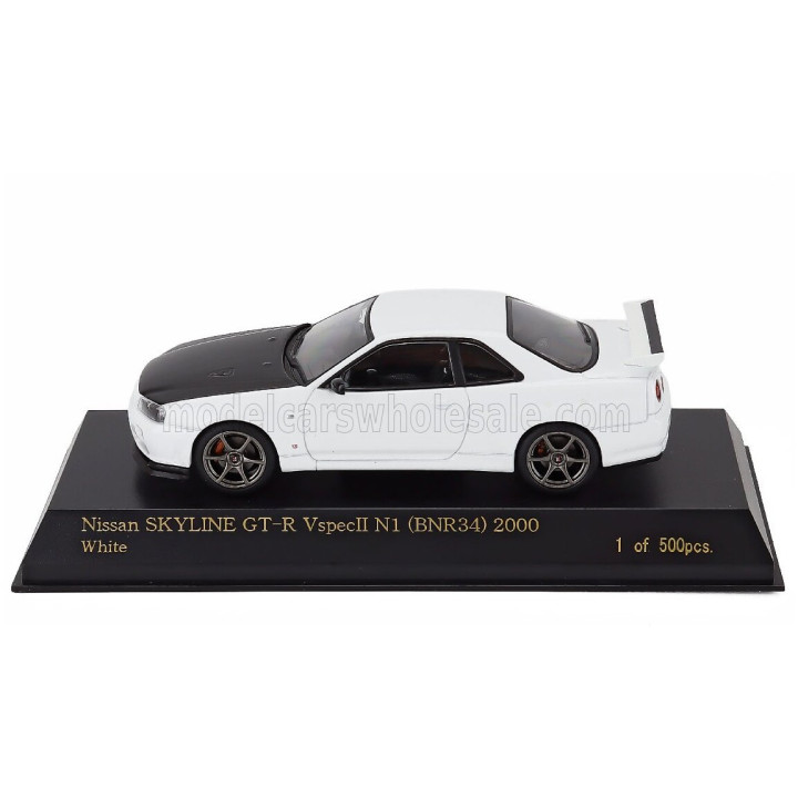 CAR NEL NISSAN SKYLINE GT-R (BNR34) V-SPEC N1 COUPE 2000 - WHITE BLACK 1/43