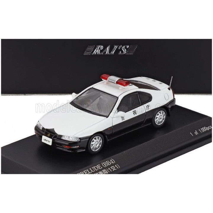 CAR NEL HONDA PRELUDE (BB4) TOKYO POLICE MPD 1992 - WHITE BLACK 1/64