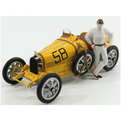 CMC BUGATTI T35 N 58 WITH DRIVER FIGURE 1924 - YELLOW 1/18