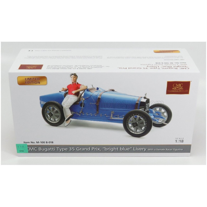 CMC BUGATTI T35 N 30 WITH DRIVER FIGURE 1924 - BLUE 1/18