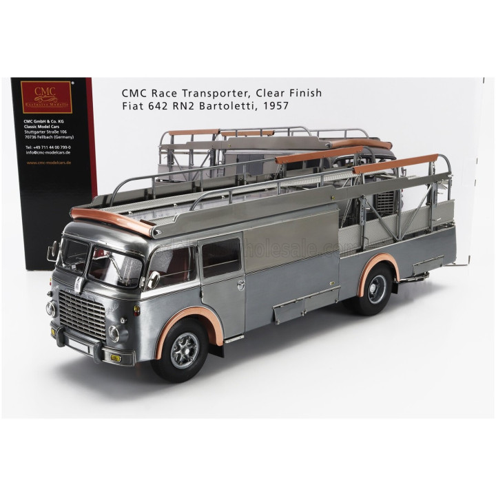 CMC FIAT 642RN2 TRUCK BARTOLETTI F1 FERRARI CAR TRANSPORTER 1957 - CLEAR FINISH GREY 1/18