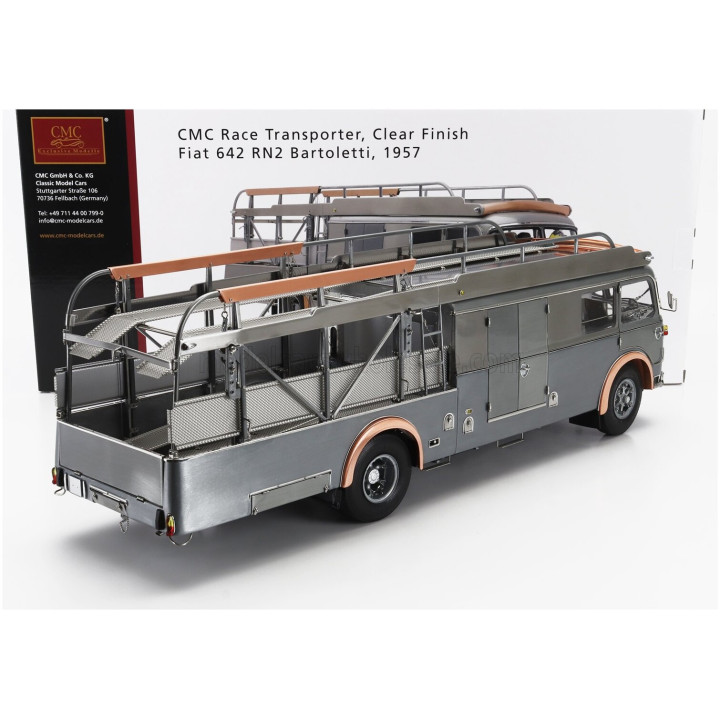 CMC FIAT 642RN2 TRUCK BARTOLETTI F1 FERRARI CAR TRANSPORTER 1957 - CLEAR FINISH GREY 1/18