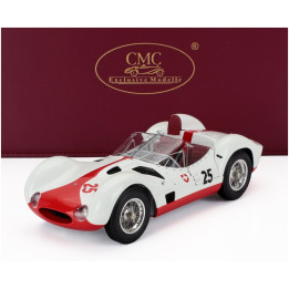 CMC MASERATI TIPO 61 2.9L S4 SPIDER BIRDCAGE N 25 WINNER PENSACOLA FLORIDA SCCA 1960 GASTON ANDREY - WHITE RED 1/18