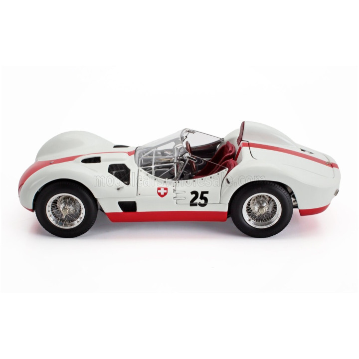 CMC MASERATI TIPO 61 2.9L S4 SPIDER BIRDCAGE N 25 WINNER PENSACOLA FLORIDA SCCA 1960 GASTON ANDREY - WHITE RED 1/18