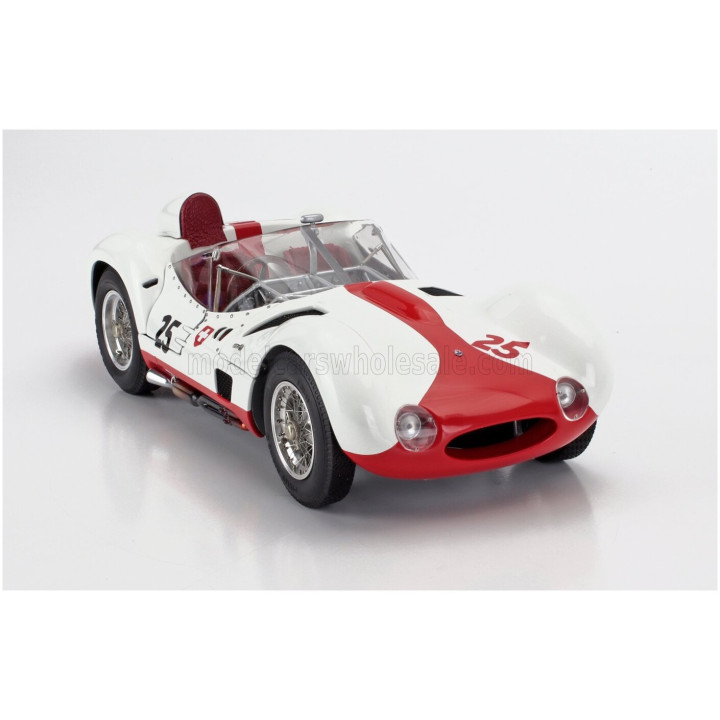 CMC MASERATI TIPO 61 2.9L S4 SPIDER BIRDCAGE N 25 WINNER PENSACOLA FLORIDA SCCA 1960 GASTON ANDREY - WHITE RED 1/18